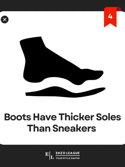 Soles are a giveaway. Boots have thicker, more rugged soles designed for traction and durability, while sneaker soles are designed to be more flexible and cushioned.