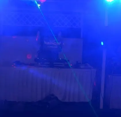 A simple but effective setup with my DJ console, lasers, and lights, ready to rock any party.