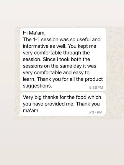 A student who took both sessions on the same day found the class useful and informative. She appreciated the product suggestions and the comfortable learning environment.