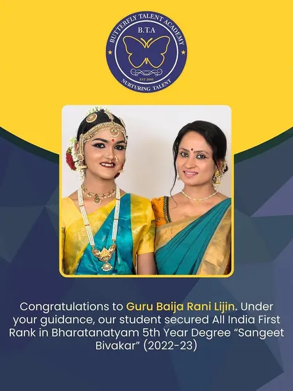 Behind every successful student is a dedicated teacher. Congratulations to Guru Baija Rani Lijin for guiding her student Harshitha to achieve the All India First Rank.
