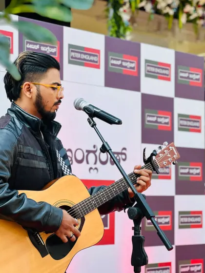 Performing at the Peter England store launch. I enjoy collaborating with brands to provide entertainment that aligns with their image and event goals.