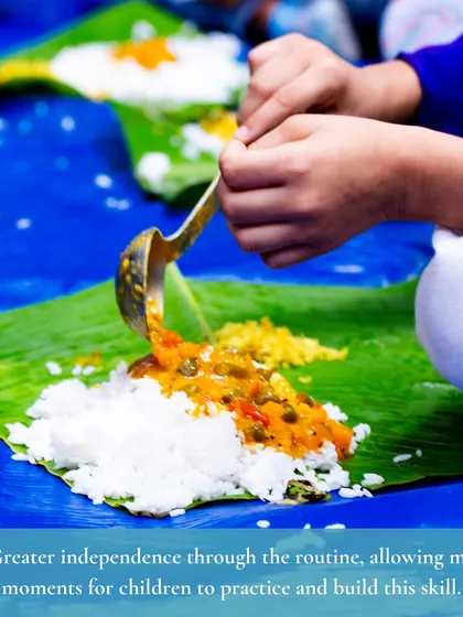 Independence is built through practice. The routines of our full-day program, from mealtimes to tidying up, provide countless moments for children to practice doing things for themselves, fostering a sense of competence and self-reliance.