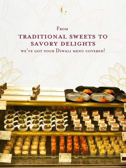 A grand display of our diverse dessert offerings for a Diwali celebration. From traditional sweets to modern pastries, we have every palate covered for your festive event.