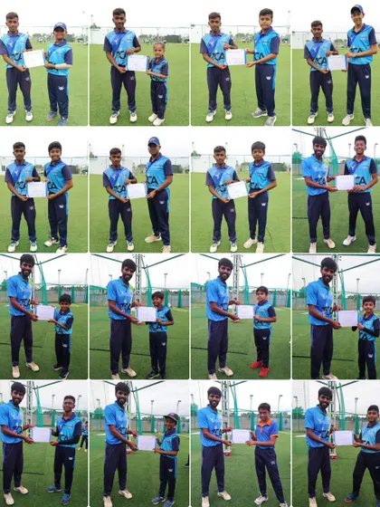 Another collage showcasing the proud moments of our summer camp participants receiving their completion certificates.