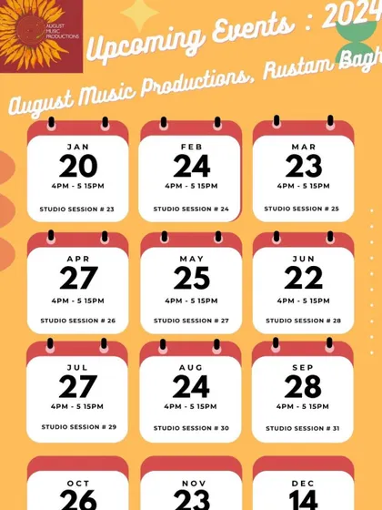 Our 2024 calendar of in-house events! We are affirming our commitment to excellence in performance with monthly studio sessions.
