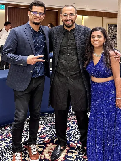 With the happy couple, Utkarsh and his bride. It was an amazing Sangeet night with a vibe that was completely off the hook.