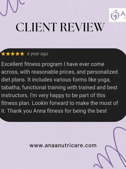 My program integrates fitness with nutrition. This client review praises our excellent and affordable fitness plan, which includes various forms like yoga, Tabata, and functional training with the best instructors.