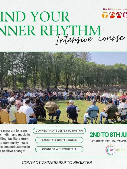 This is an invitation to our 'Find Your Inner Rhythm' intensive course. It's a program for anyone who wants to learn how to use rhythm and music to facilitate positive change in a group setting.