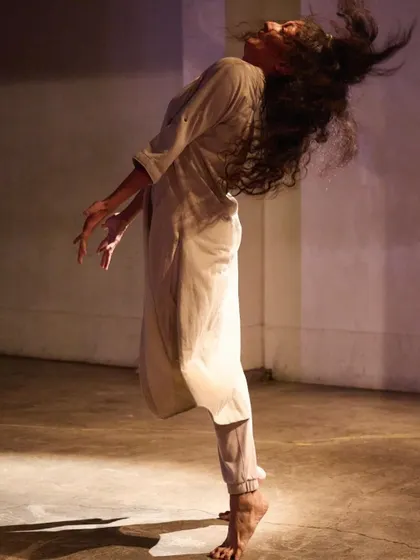 This image from "DANDYLION" captures a moment of pure, uninhibited movement. It represents the core of my artistic expression, which is raw, physical, and deeply emotional.