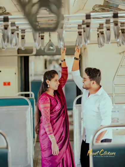A fun and unique pre-wedding photo inside a train car. I love finding creative locations that tell a different kind of story.