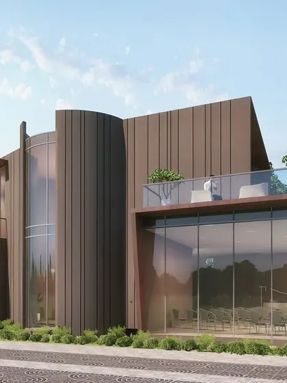 This clubhouse, designed for a residential community, is an example of organic geometric architecture. The form is inspired by the surrounding landscape, and the transparent façade helps to bring the outdoors in, elevating the user experience.