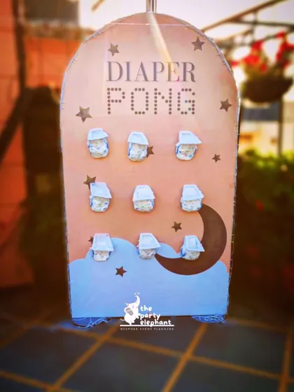 'Diaper Pong' was a playful and silly game that brought a lot of laughter to the baby shower. I create these custom game boards to match the party's theme.