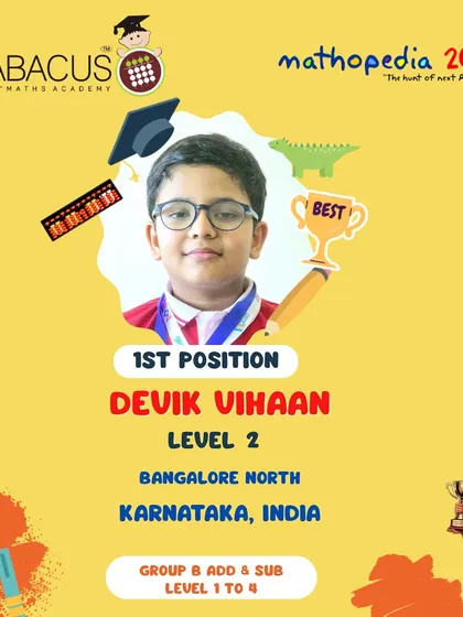 Devik Vihaan from Bangalore North, another one of our 1st Position champions.