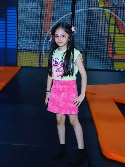 Posing with style in our trampoline park. It's a great spot for kids to play and be themselves.