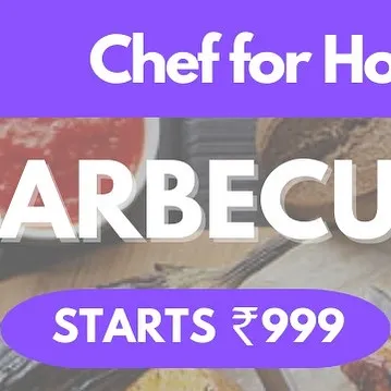 Let's grill and chill! Book a barbecue chef for your next house party to enjoy sizzling hot flavors, from grilled meats and paneer to a variety of delicious sides.