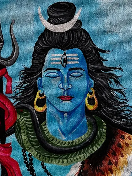 An acrylic on canvas painting of Lord Shiva in meditation. I used a classic depiction to evoke a sense of calm, power, and spiritual strength.