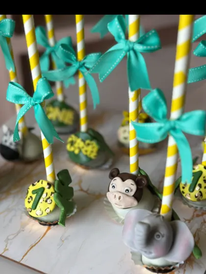 It's a wild one. Our jungle themed cake pops are roaring with flavor and detail. Here you can see the adorable, handcrafted animal faces, from monkeys and elephants to lions and zebras.