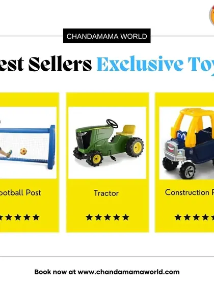 More of my exclusive toys available for rent. The Football Post is great for sporty kids, the Tractor lets them pretend to be farmers, and the Construction Ride-on is perfect for little builders.