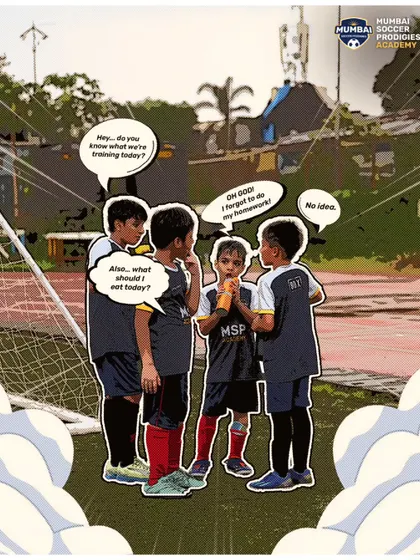 The pre-training huddle: some are thinking about drills, some about food, and some just remembered their homework. This is the beauty of youth football.
