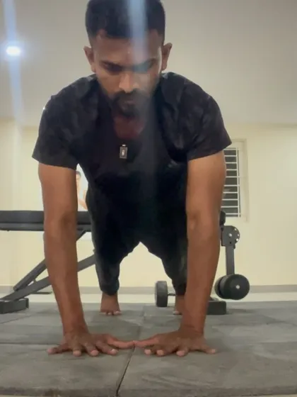 A diamond pushup, which targets the triceps. This variation is a great way to build arm strength for poses like Chaturanga Dandasana.