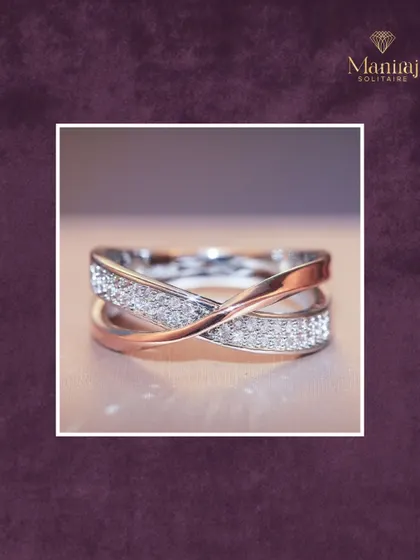 I love mixing metals to create a modern look. This criss-cross ring combines bands of rose gold and diamond-paved white gold for a style that is both elegant and contemporary.