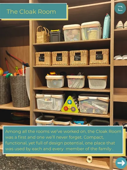 One of the first spaces we tackled in the Hyderabad home was the cloakroom. This compact, functional area was used by every family member, and organizing it set the tone for the entire home transformation.