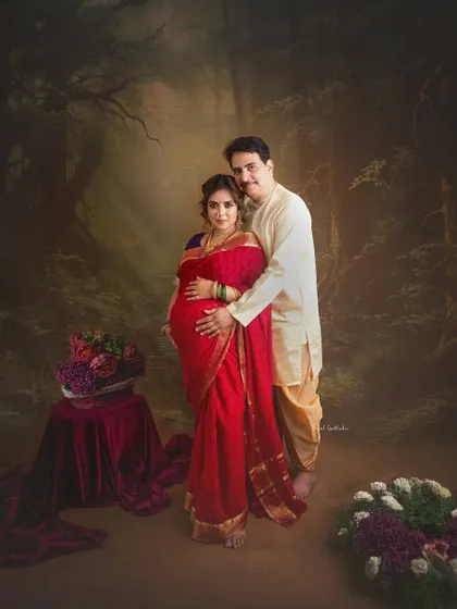 This couple's portrait combines the traditional attire with a digitally created enchanted forest, blending my two favorite styles: heritage and nature.