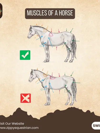 A diagram showing the key muscle groups of a horse. Understanding equine anatomy helps riders train more effectively and compassionately.