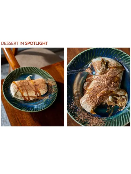 My deconstructed Tiramisu, presented in two different views. I play with the traditional elements, creating a dish that is both familiar and surprising. It's a fun and delicious twist on a classic.
