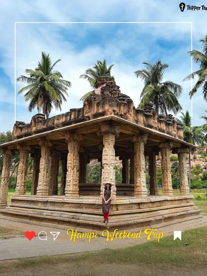 A moment of quiet contemplation at an ancient temple in Hampi. Surrounded by history and palm trees, this is the perfect spot for that Insta worthy shot that captures the soul of the place.