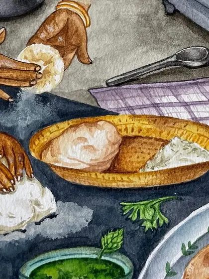 Hands shaping the dough for Poorni, a recipe that has traveled across borders and through history.