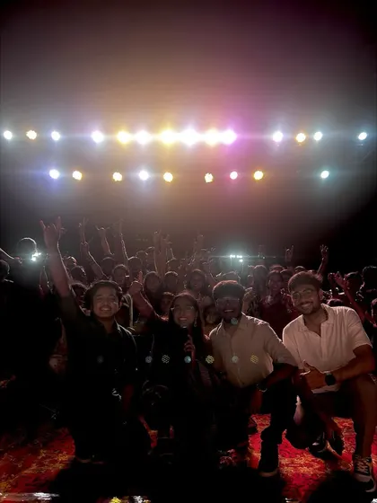 A rockstar moment with the crowd at our Gangavathi show. We live for these moments of connection, with everyone singing and celebrating together.