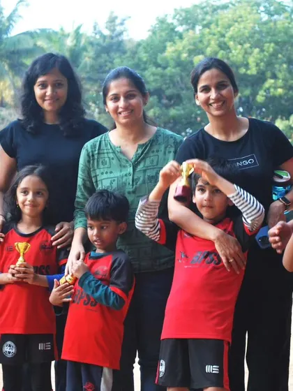 A group of our youngest players and their mothers celebrating a fun-filled day of football. The support of our BPSS families is a huge part of our community spirit.