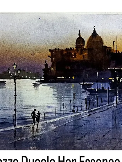 "Palazzo Ducale" by the talented Praween Karmarkar. This breathtaking watercolour landscape was created using BAAKIN colours, showcasing their professional quality.