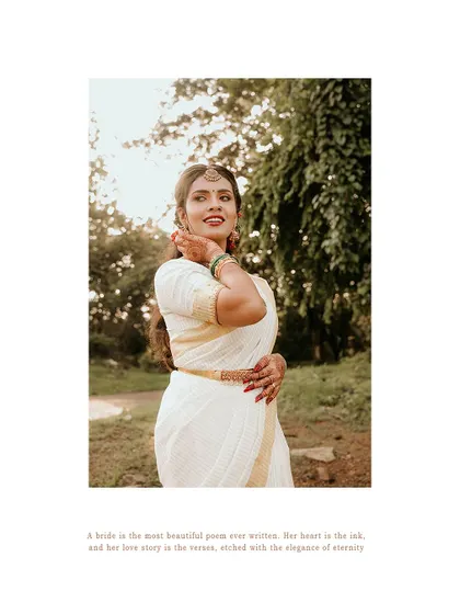 A classic portrait of the bride, with a quote about her being the most beautiful poem.