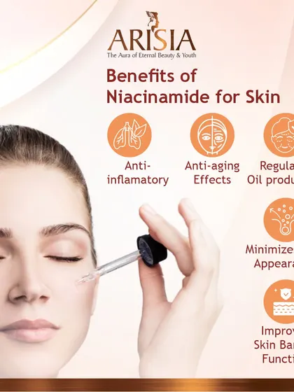 The benefits of Niacinamide for your skin are numerous. It has anti-inflammatory and anti-aging effects, regulates oil production, minimizes pore appearance, and improves the skin's barrier function.