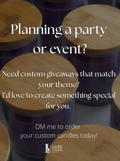Planning a party or event? I can create custom giveaways that match your theme, like these purple jar candles.