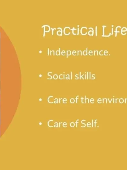 This graphic outlines the core goals of our practical life curriculum, which includes fostering independence and care for the environment.