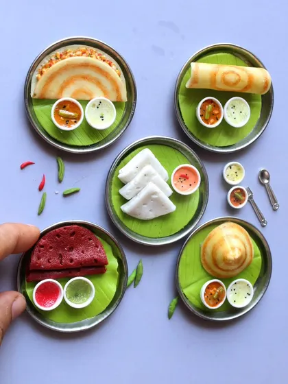 A beautiful spread of different dosa miniatures from my online course. I teach 10 varieties, from the classic masala dosa to unique creations like ragi dosa and pizza dosa, ensuring you master every technique.
