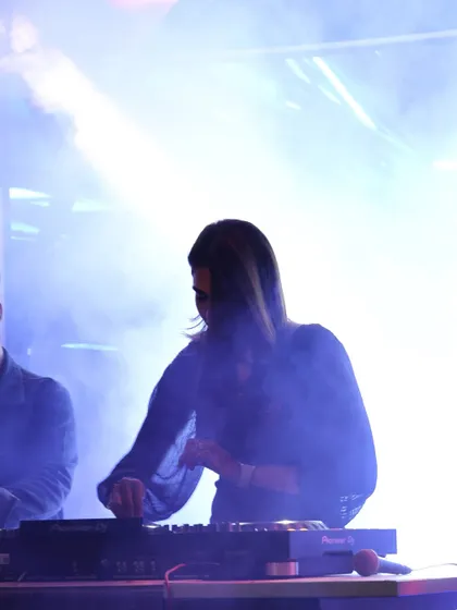 An atmospheric shot from my gig at Molecule Meerut, with fog and spotlights creating a mysterious vibe. I love using production elements to build different moods during my set.