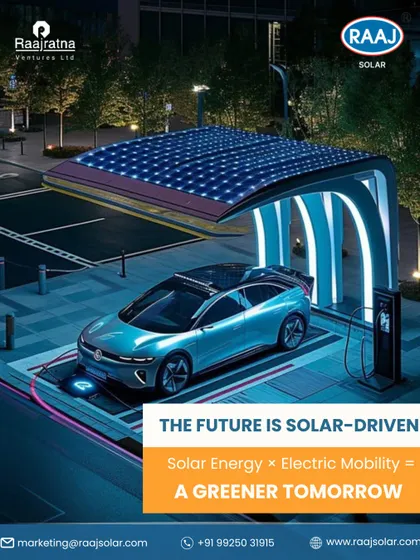 The future is solar-driven. This futuristic image of an electric vehicle charging at a solar-powered station illustrates the powerful synergy between solar energy and electric mobility for a greener tomorrow.