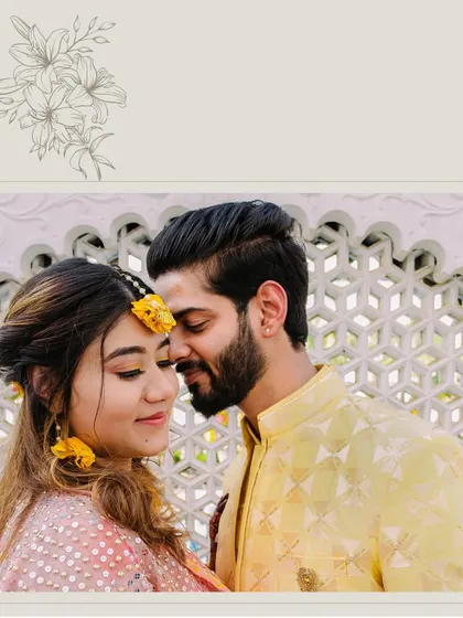 A romantic portrait of the couple during their haldi ceremony in Udaipur, sharing a quiet moment together.
