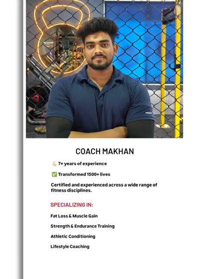 Coach Makhan brings over 7 years of experience in athletic conditioning and lifestyle coaching. He designs programs that build real-world fitness and endurance.
