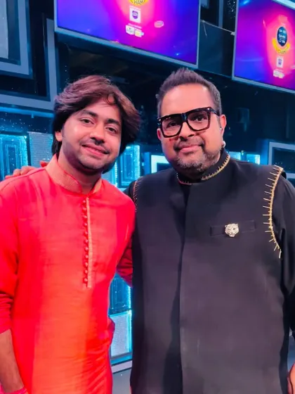 A blessed moment with the legendary Shankar Mahadevan ji on the sets of 'Saregamapa Little Champs'. Playing as a guest artist in front of such masters is a true privilege.