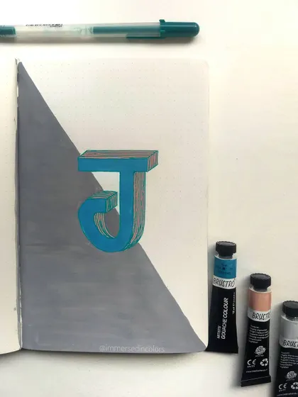 The Gurmukhi letter 'ਹ' (Haha), which is an emotion in itself. This was another fun experiment with beveled, 3D-style lettering using gouache.