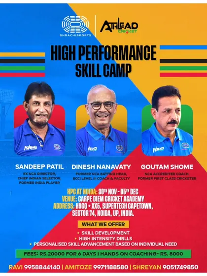 Learn from the legends. We host high-performance skill camps with some of the biggest names in Indian cricket, like former India player and chief selector Sandeep Patil, to give our players an unmatched edge.