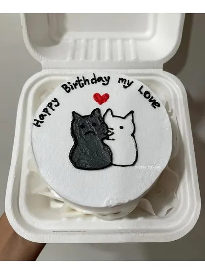 A romantic cat couple design for a loved one's birthday bento.