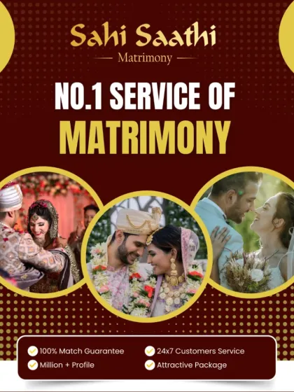 I aim to be the number one choice for matrimony by offering a 100% match guarantee and millions of profiles. This graphic shows the variety of happy couples I have helped, from traditional to modern weddings.
