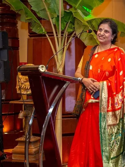 Our co-founder Gayathri Shetty at the book launch, an event that celebrated the culmination of a deeply personal and professional journey into the heart of Tulunadu's architectural heritage.