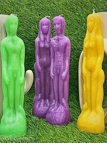 Two flames, two forms, one glow. I love making these figure candles that represent a balance of masculine and feminine energy, strength, and grace.